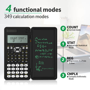 3-in-1 Scientific Calculator With Writing Pad - 417 Function Engineering Calculator With Erasable LCD Screen For Students & Professionals