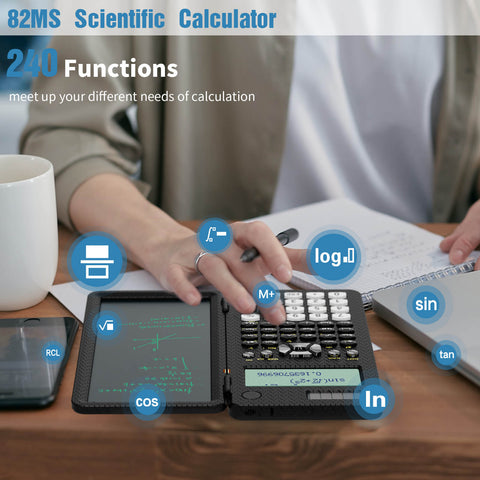 Calculatrice Scientifique NEWYES 82MS Pliable – 240 Fonctions, Écran 2 Lignes + Bloc-Notes LCD, Idéale Lycée & Collège