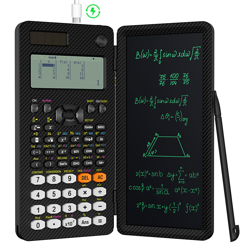 Calculadora Científica Recargable NEWYES 991ES Con Pizarra – Rosa Kawaii, Incluye Bloc De Notas Borrable