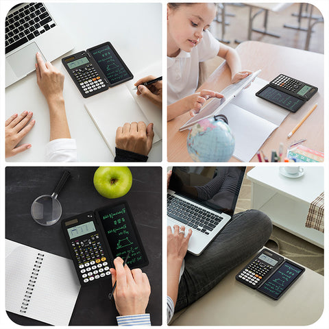 Calcolatrice Scientifica NEWYES Pieghevole - Con Lavagna LCD, 240 Funzioni, Solare E Batteria - Foto 4