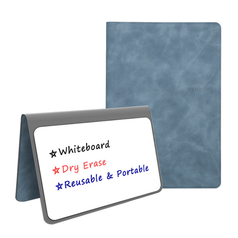 Dry Erasable Whiteboard Folio PU Lether Cover Notebook Reusable an